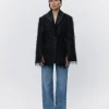 Alba - Frayed jacquard RD - BLACK