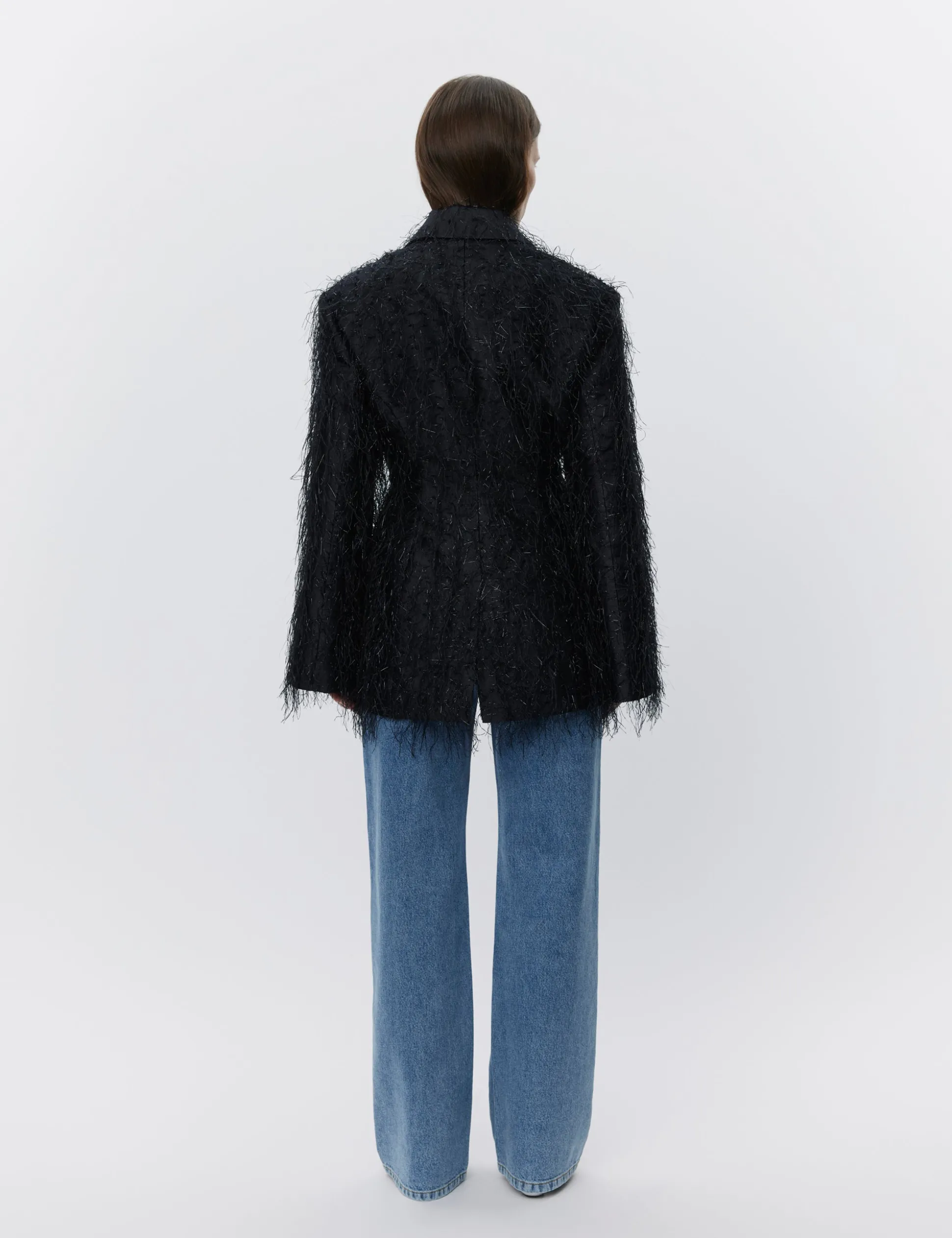 Alba - Frayed jacquard RD - BLACK