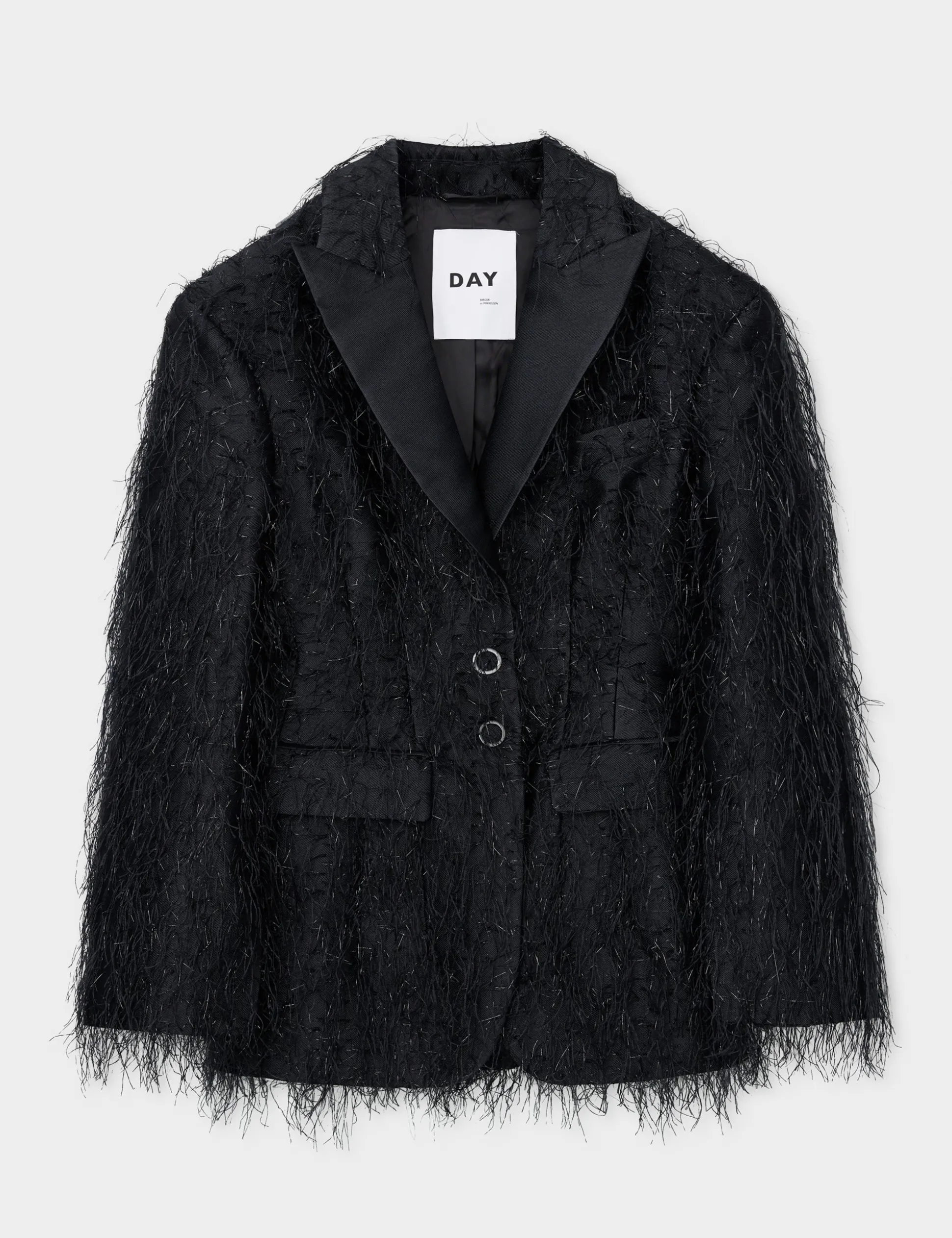 Alba - Frayed jacquard RD - BLACK
